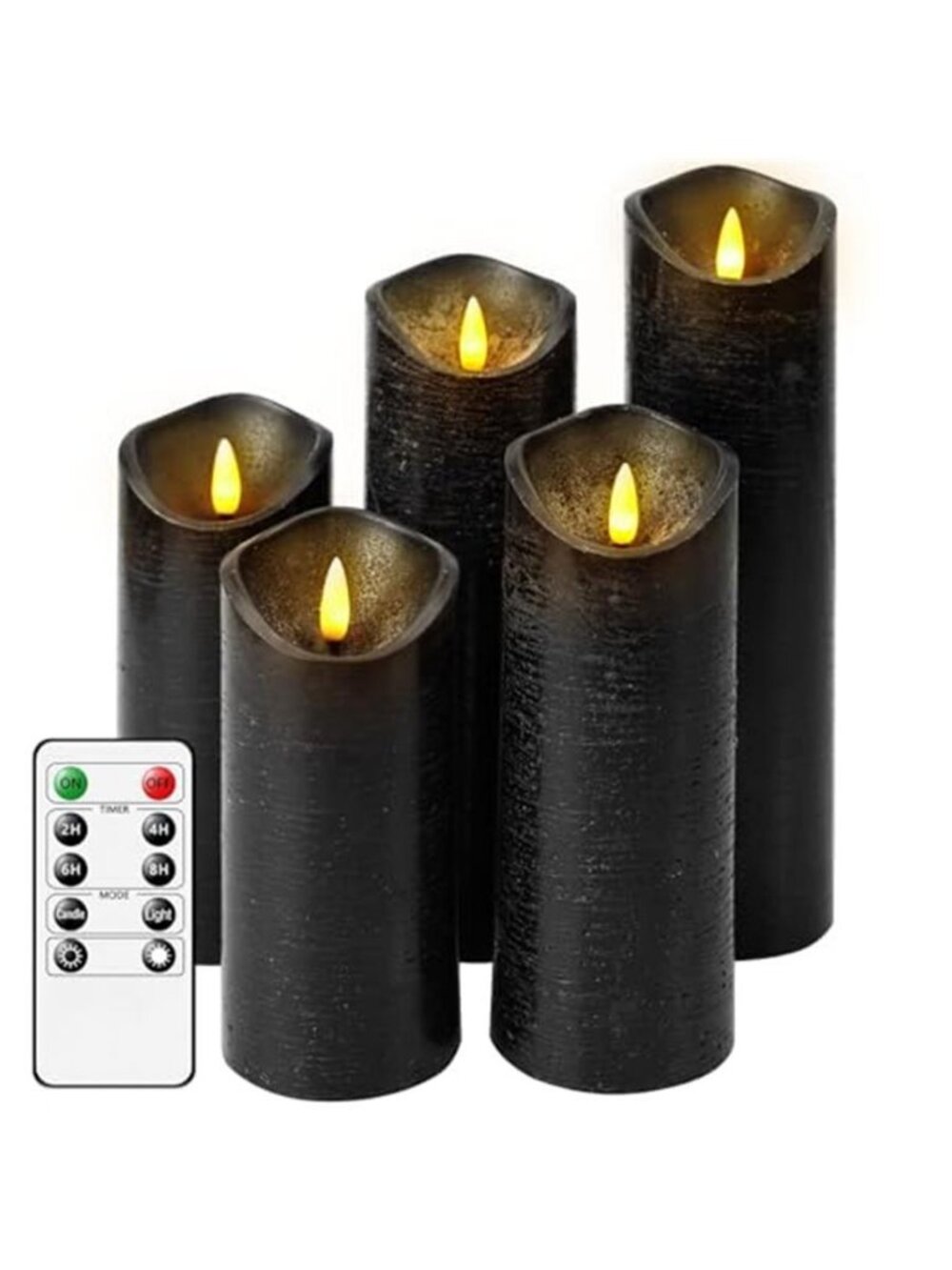 Flickering Flameless Candles with Remote Control and Timer Set of 5 Pc Real Wax